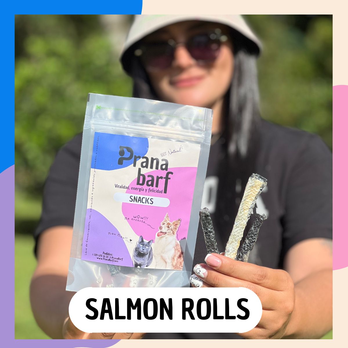 Snacks para perros salmón rolls deshidratados