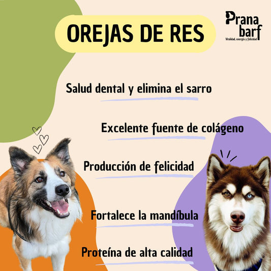 Snacks para perros orejas de res deshidratadas