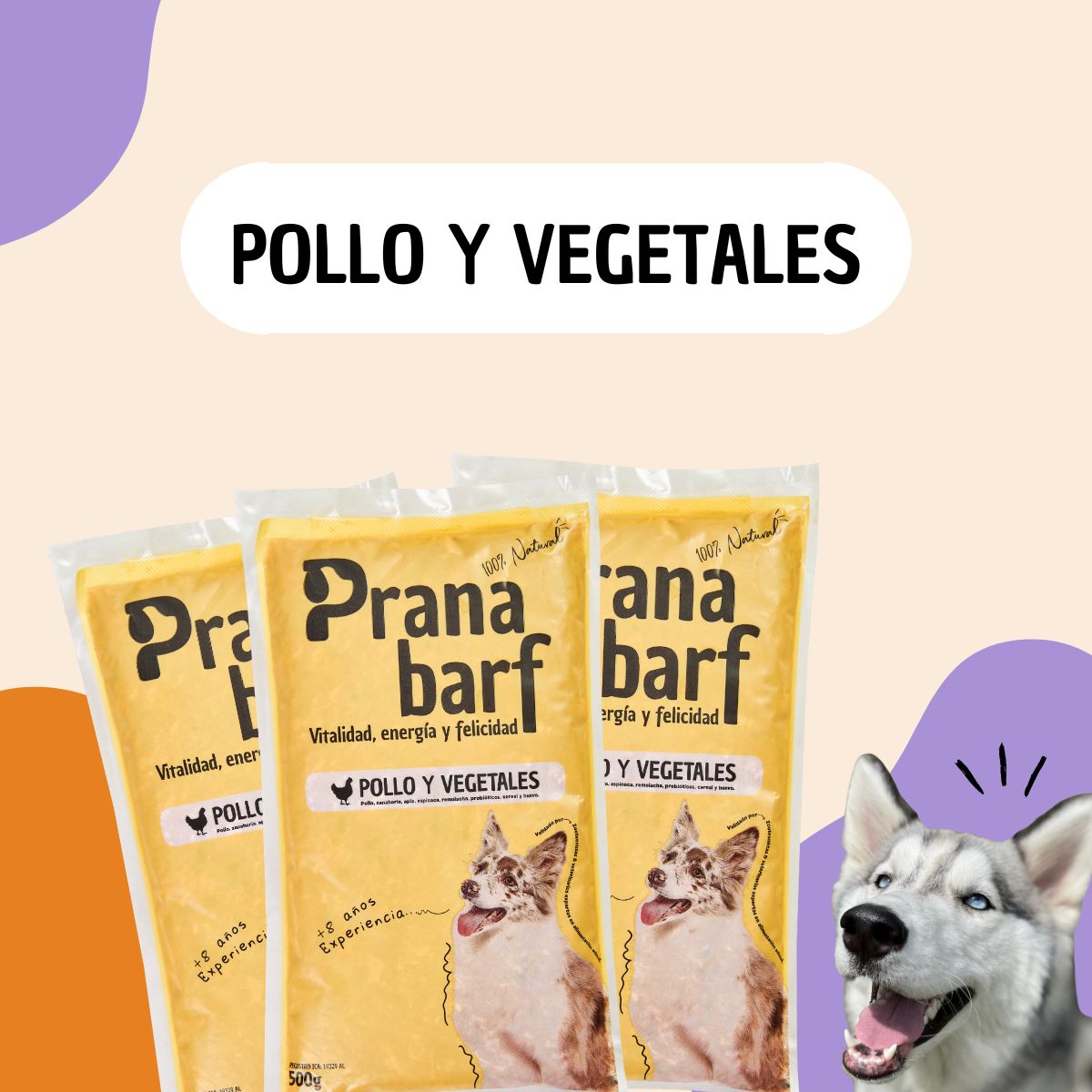 Comida barf para perros de pollo y vegetales