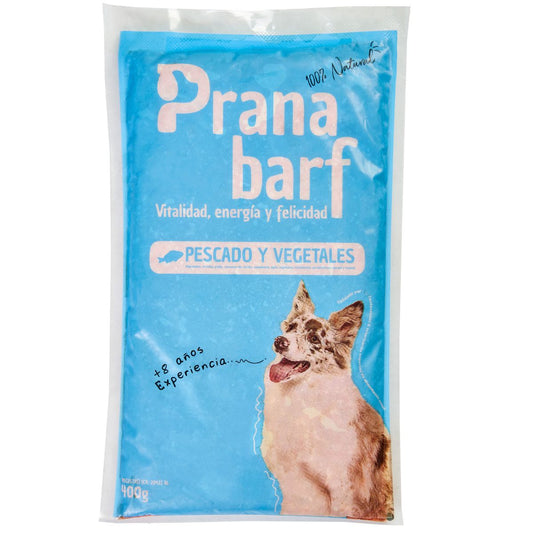 Comida barf para perros de pescado y vegetales