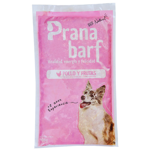 Comida barf para perros de pollo y frutas