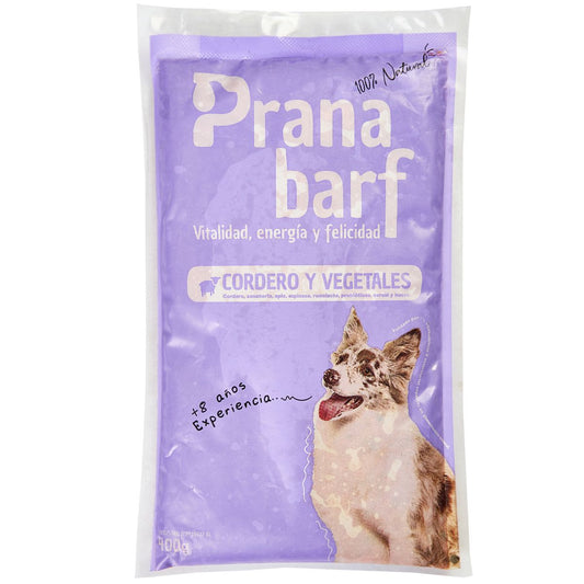 Comida barf para perros de cordero y vegetales