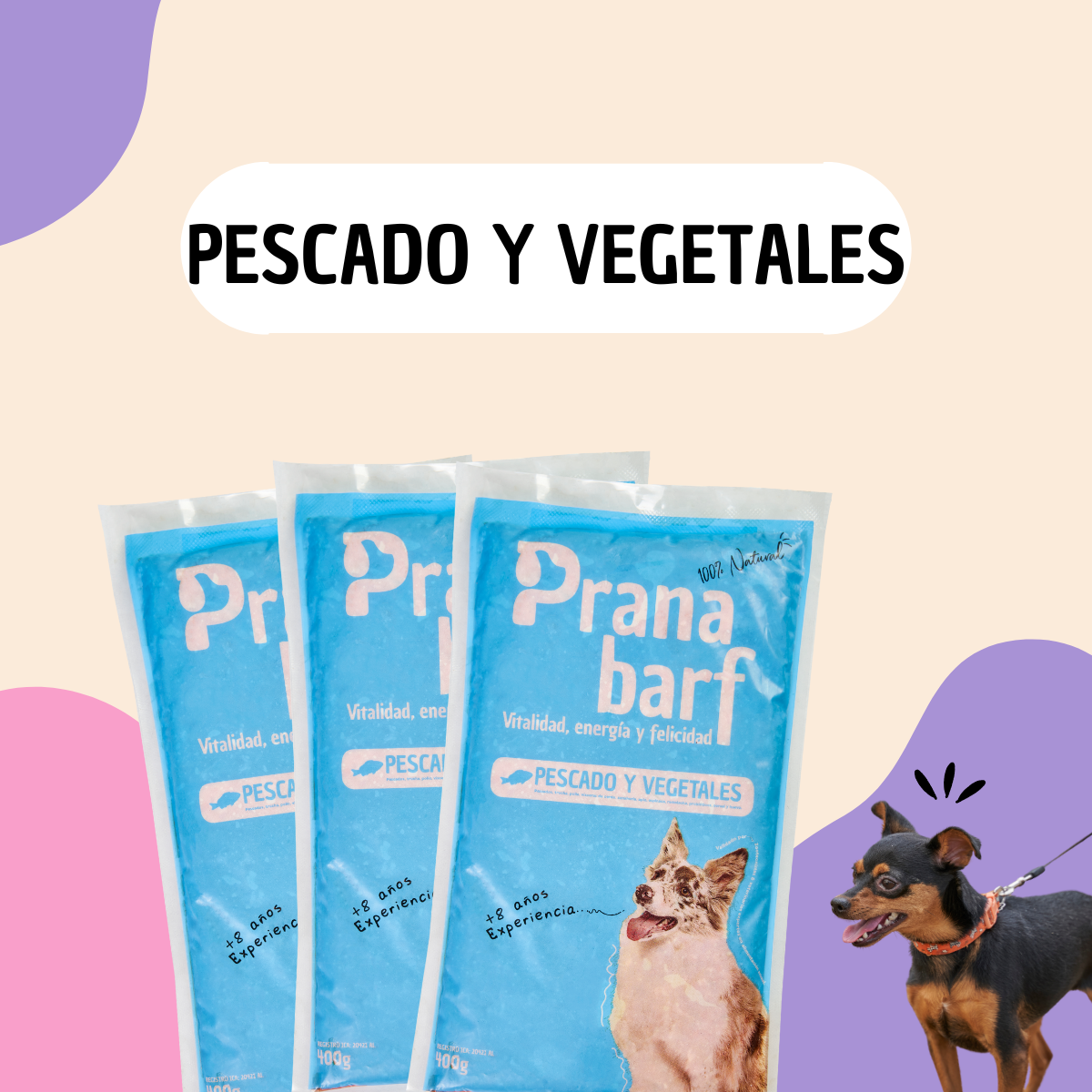 Comida barf para perros de pescado y vegetales